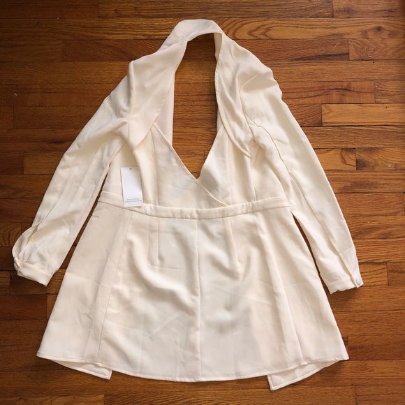 Cream Long Sleeve Collared Dress - Picture 3 of 3